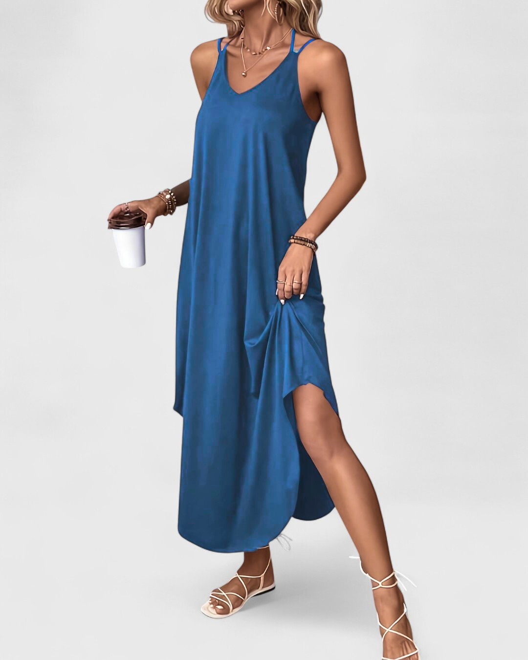 Tracie - Vestido Largo Con Suelto Cuello en V
