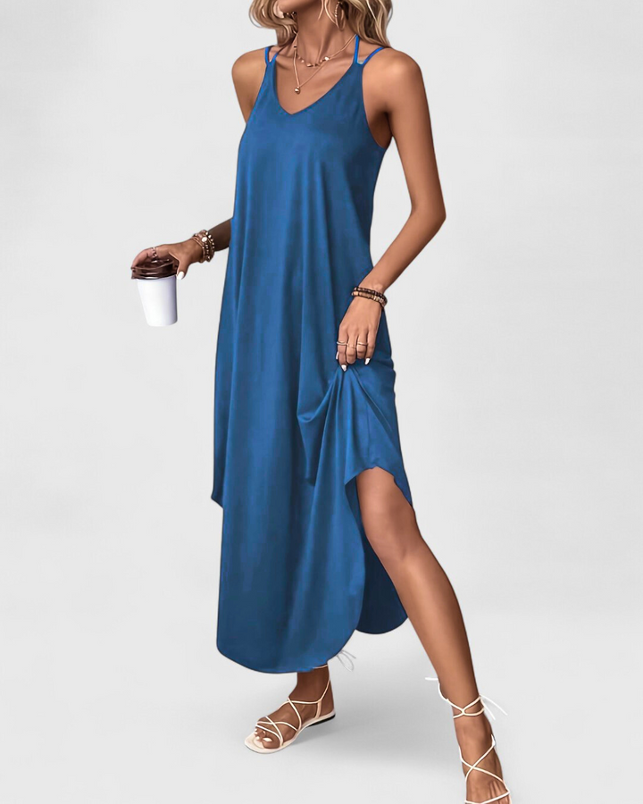 Tracie - Vestido Largo Con Suelto Cuello en V