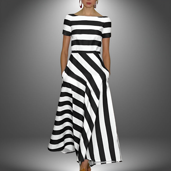 Kiona -  Vestido Largo Estampado con Rayas Elegante