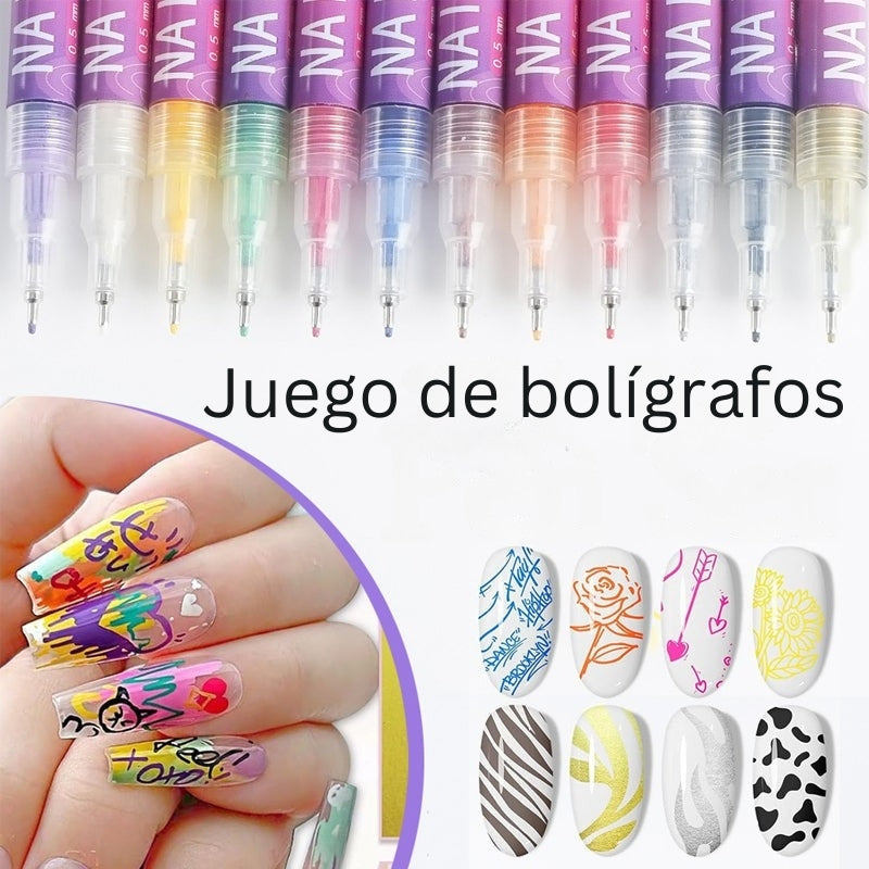 GlamSketch - Set De Rotuladores Para Nail Art En 12 Colores