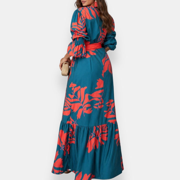 Hacire -  Vestido Largo Con Estampado Floral Tropical