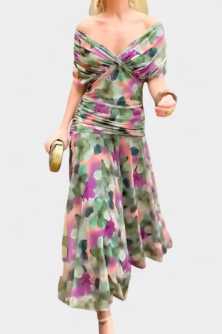 Rawan - Vestido Largo De Gasa Con Hombros Descubiertos
