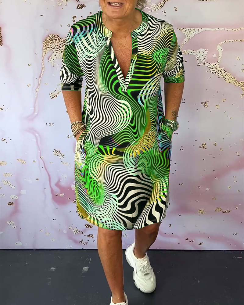 Diane - Vestido Colorido Con Cuello En V