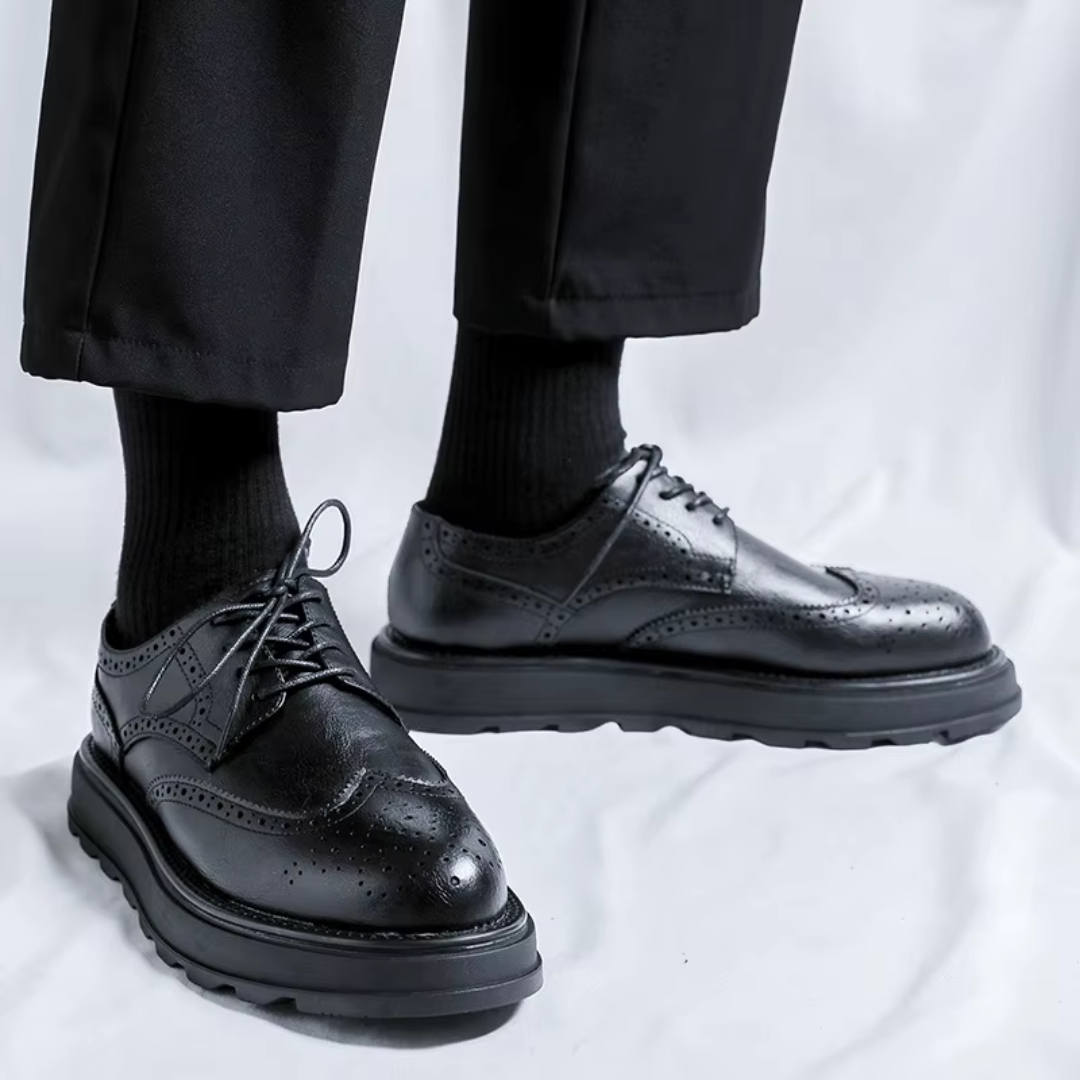 Alehan - Zapatos Derby De Cuero Con Suela Dentada