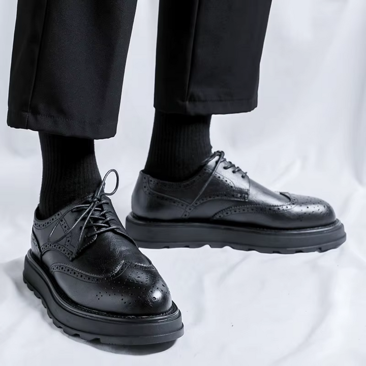 Alehan - Zapatos Derby De Cuero Con Suela Dentada