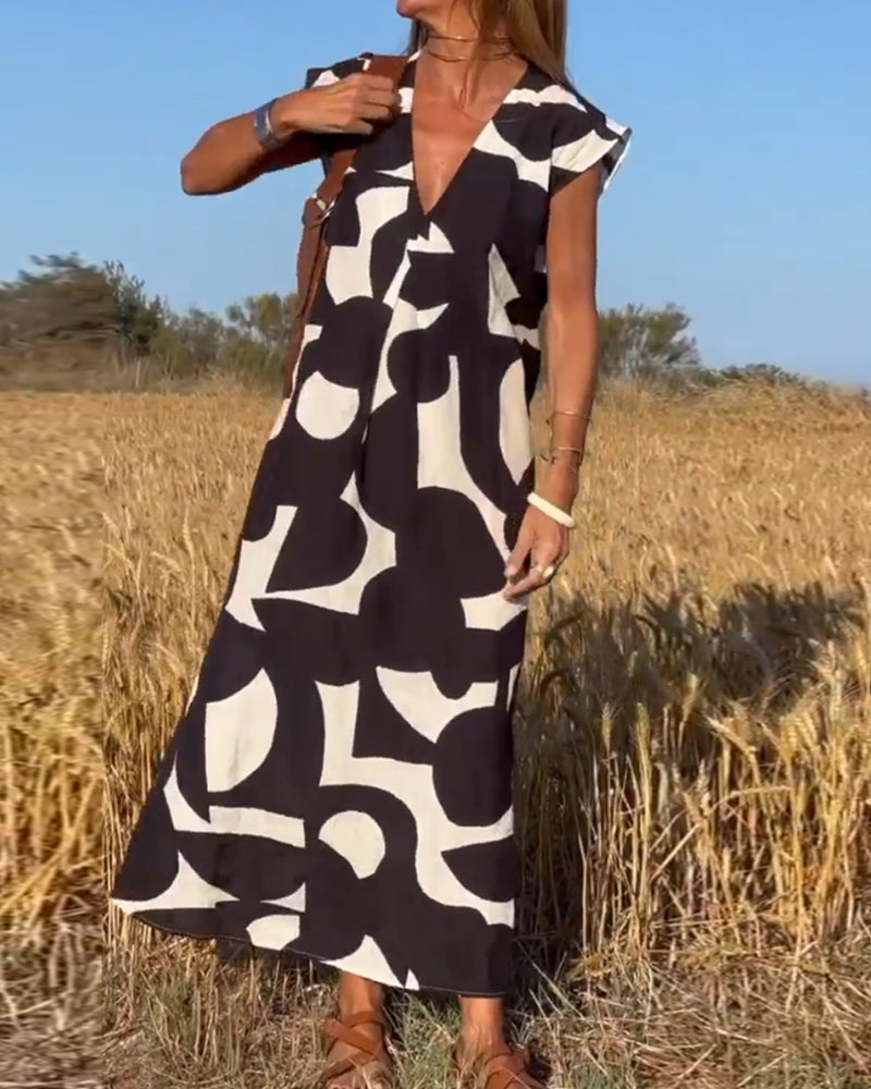 Sarinya - Vestido Estampado Con Cuello En V