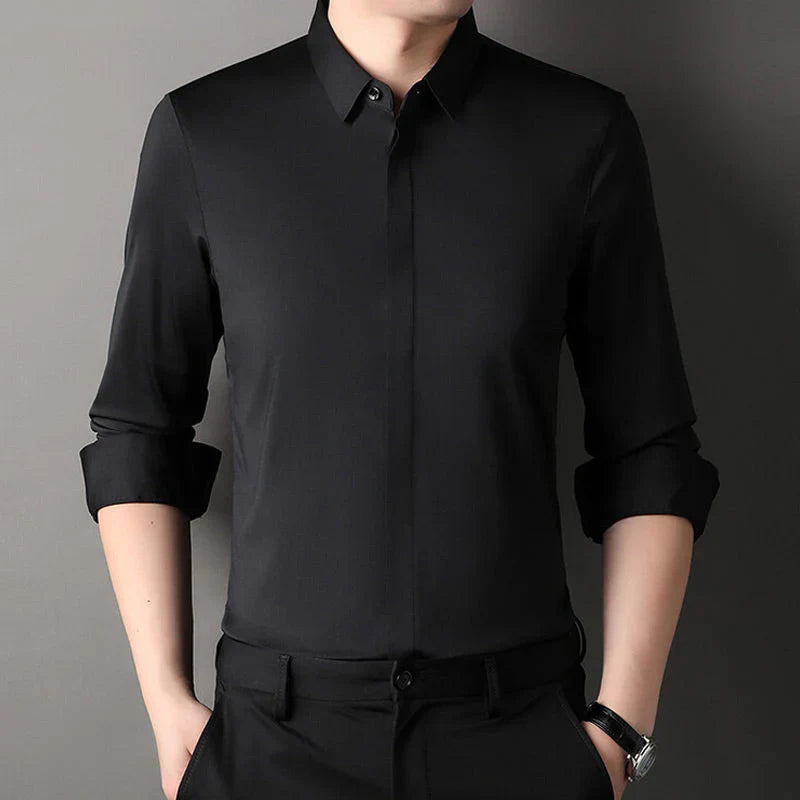 Kusek - Camisa Elegante Elástica y Sin Arrugas