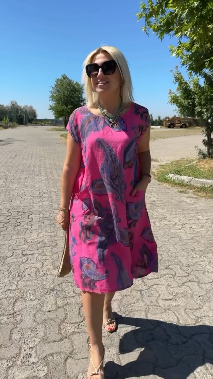 Hazal - Elegante Vestido de Algodón Con Estampado