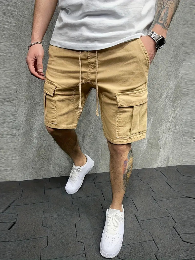 Jelte - Pantalones Cortos Cargo Informales Sin Elasticidad y Con Cordón