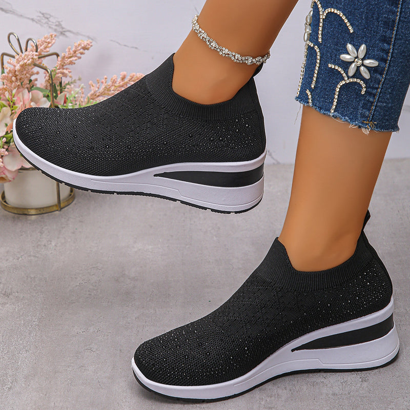 Loretha - Zapatillas Ortopédicas Con Cuña y Malla Cristalina