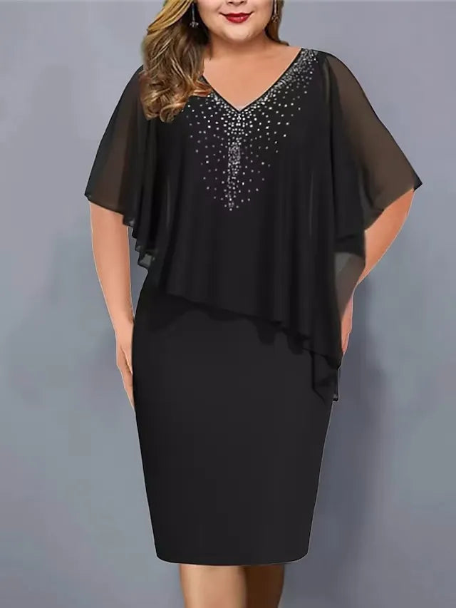 Amelie - Vestido De Gasa Con Escote en V Y Adornos De Strass