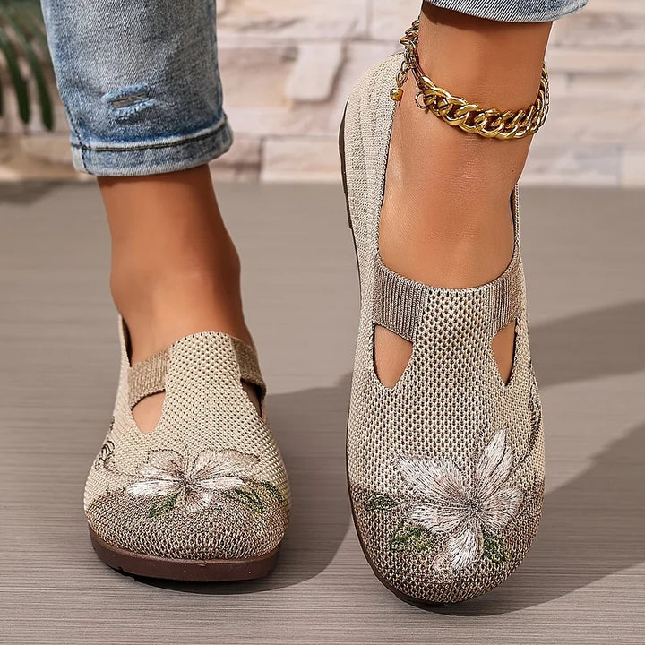 Martine – Zapatos de Punto Con Bordados Florales y Transpirables