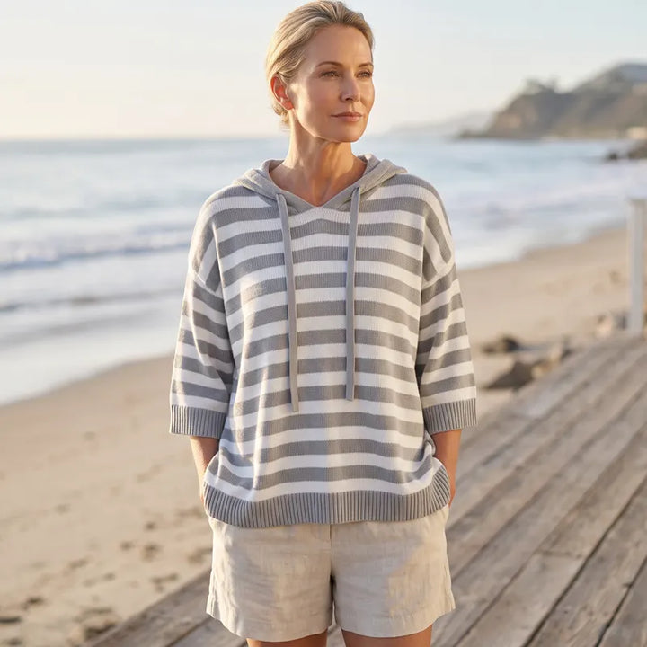 Kiera - Sudadera Con Capucha a Rayas De Corte Holgado