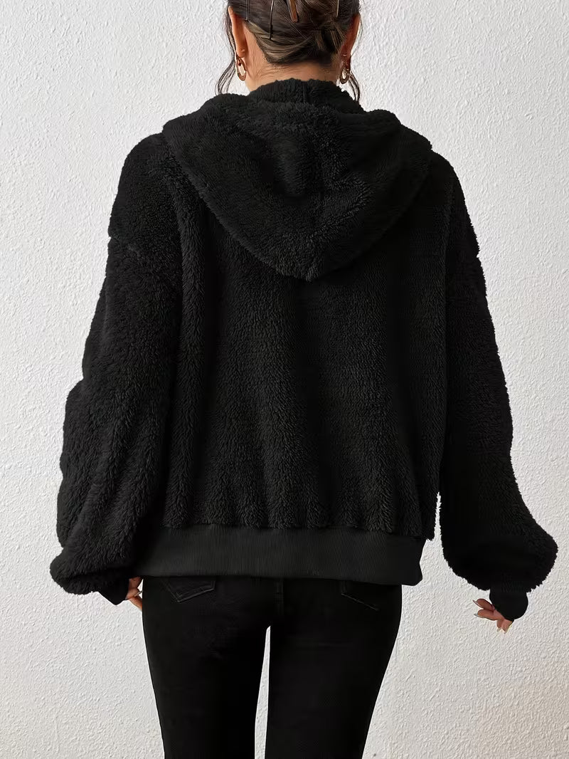 Keriana - Chaqueta Informal Con Capucha, Cálida Y Peluda