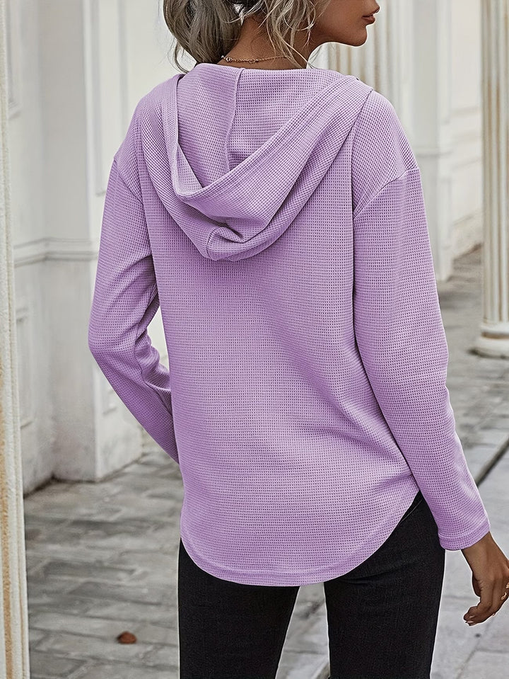 Seonie - Manga Larga Cuello en V Sudadera Con Capucha