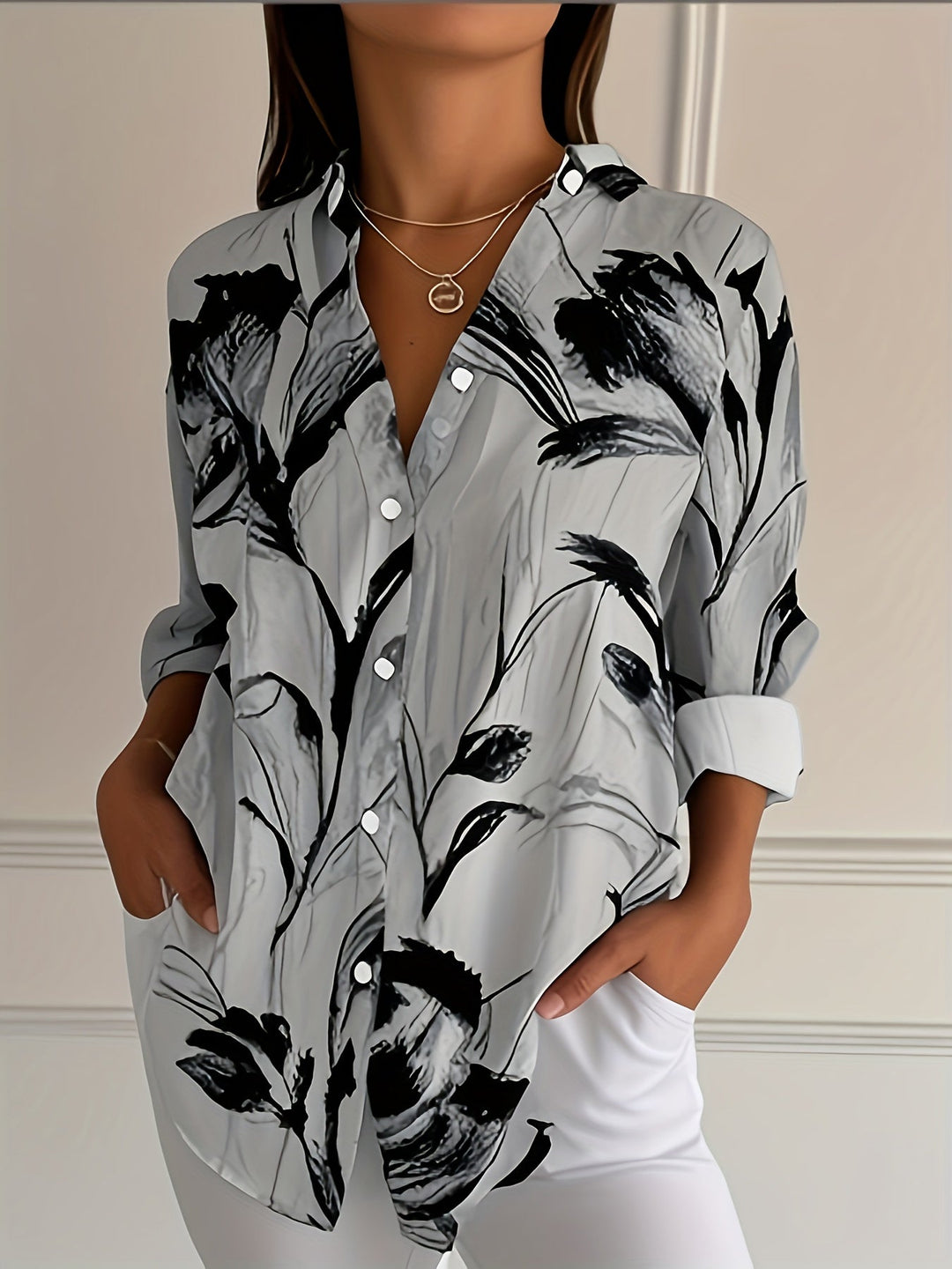 Ulka - Camisa De Manga Larga Con Estampado Floral