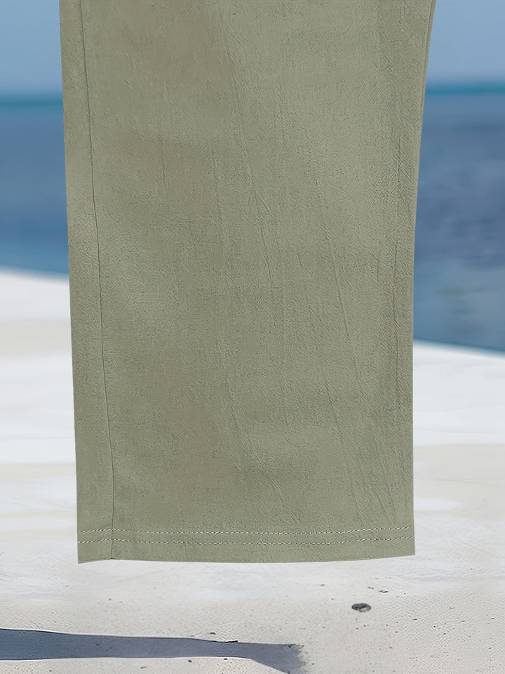 Aznar - Pantalón Elástico Informal De Lino