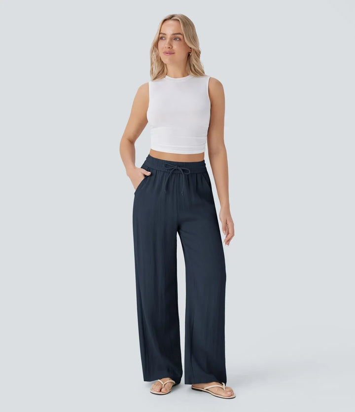Zafeiria - Elegantes Pantalones De Lino
