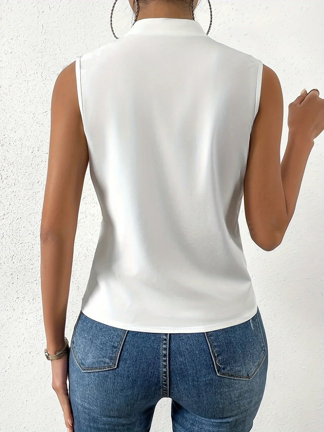 Cebulska - Elegante Sin Mangas Sobrepelliz Blusa
