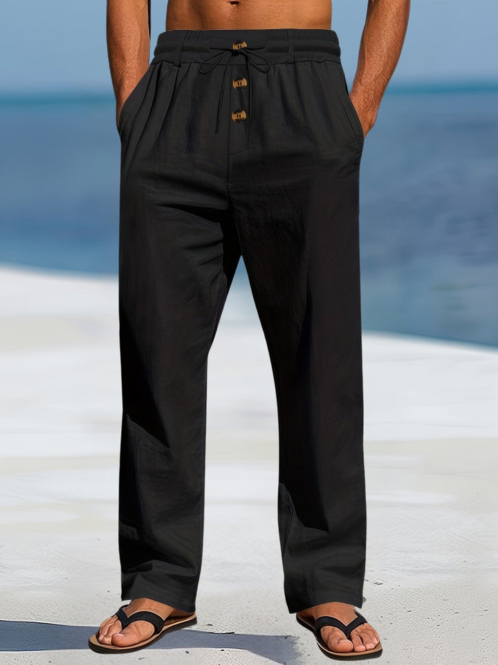 Aznar - Pantalón Elástico Informal De Lino