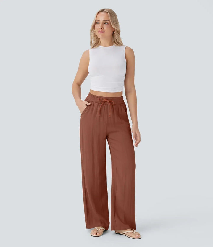 Zafeiria - Elegantes Pantalones De Lino