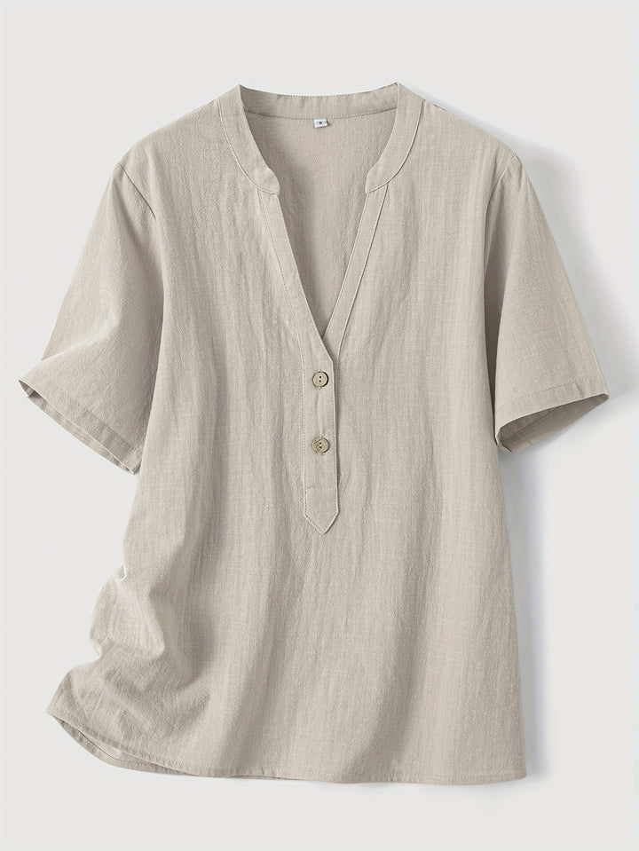 Sharron - Elegante Blusa Con Cuello En V y Botones