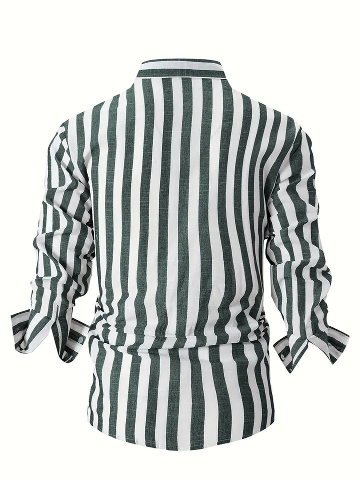 George - Camisa Elegante De Manga Larga a Rayas