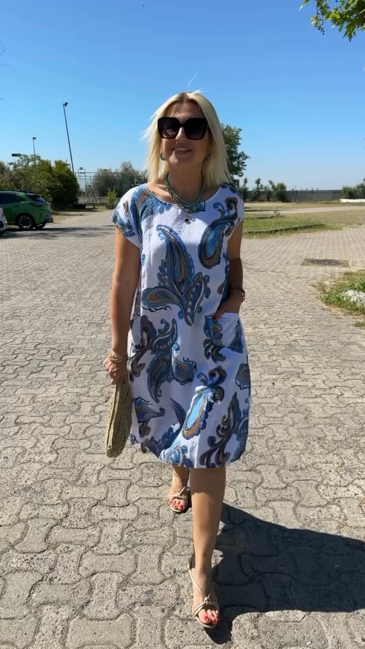 Hazal - Elegante Vestido de Algodón Con Estampado