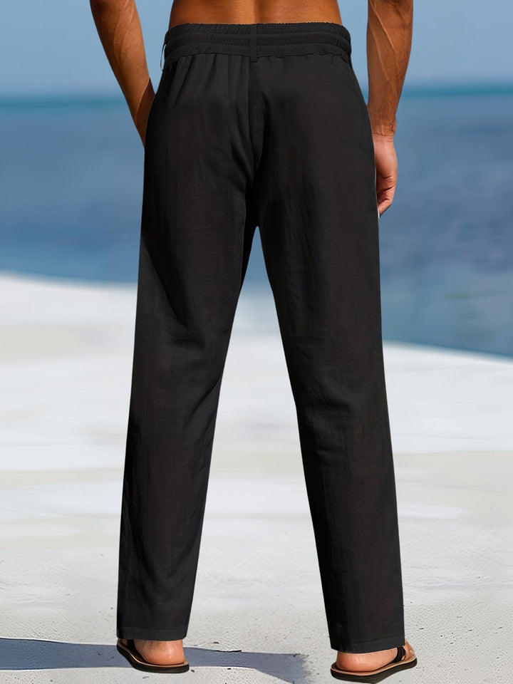 Aznar - Pantalón Elástico Informal De Lino