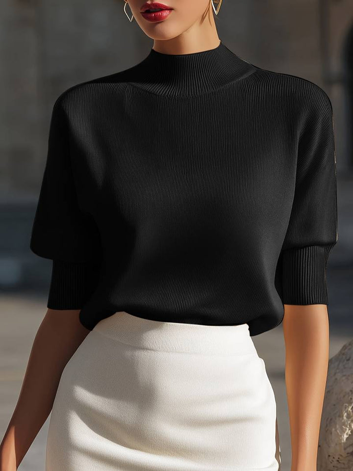 Jenni - Jersey De Manga Corta Con Cuello Alto Y Canalé