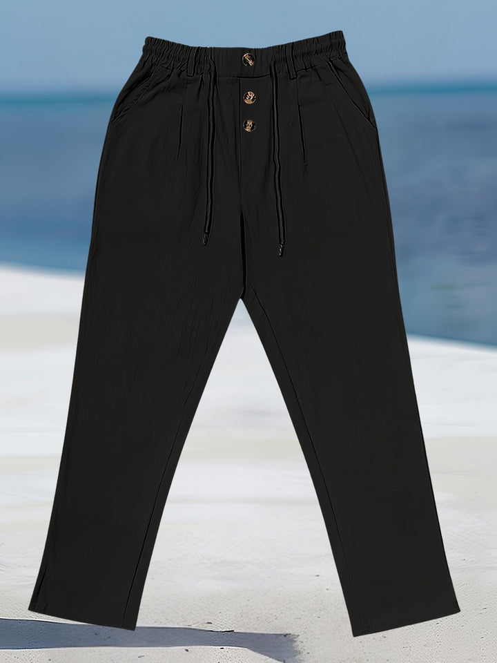 Aznar - Pantalón Elástico Informal De Lino