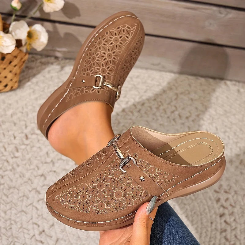 Hailen - Mules Tipo Mocasín Sin Cordones Con Estampado Floral Informal