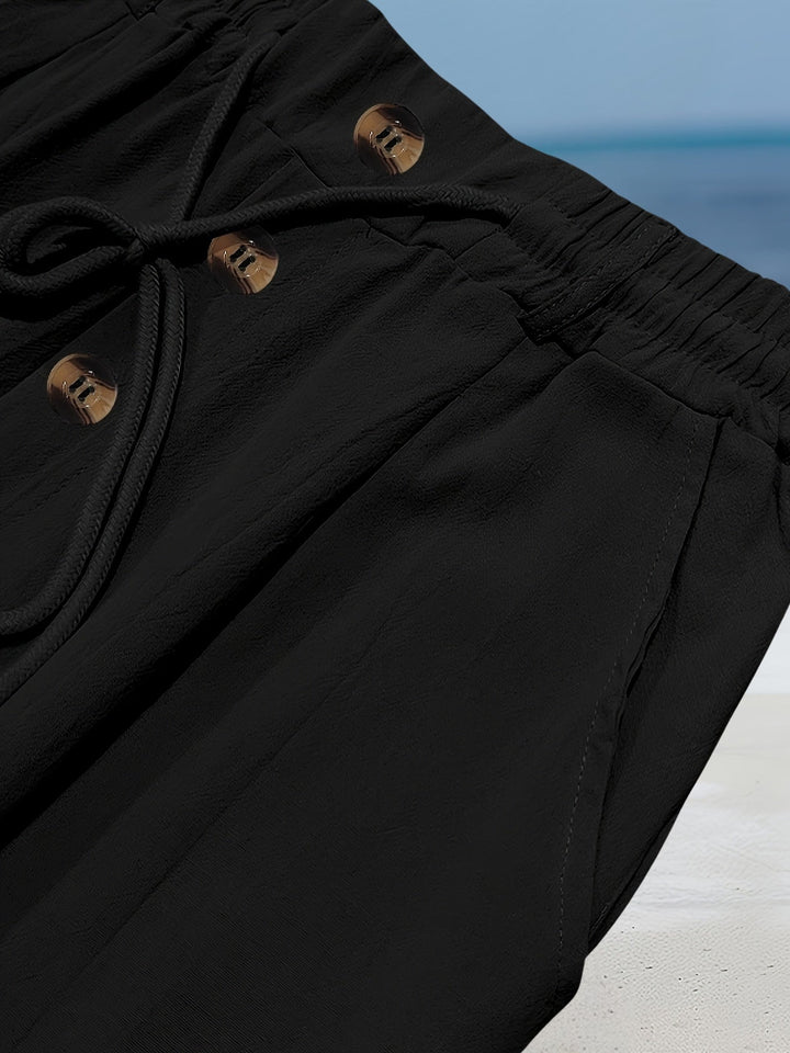 Aznar - Pantalón Elástico Informal De Lino