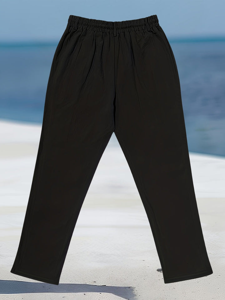 Aznar - Pantalón Elástico Informal De Lino