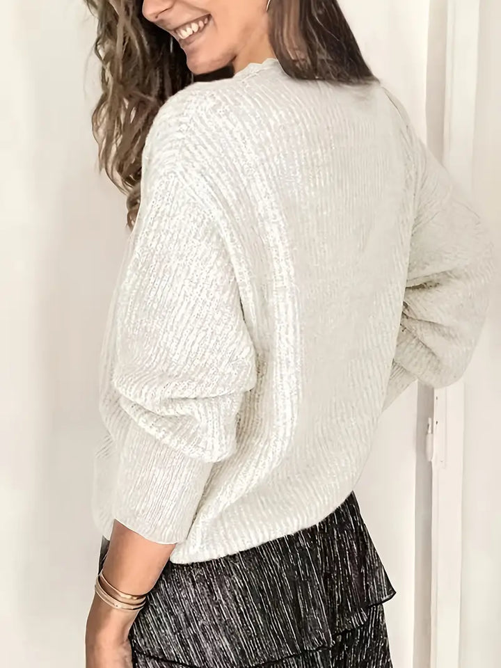 Rozelyn - Elegante jersey De Cuello En V Con Tejido De Trenzado