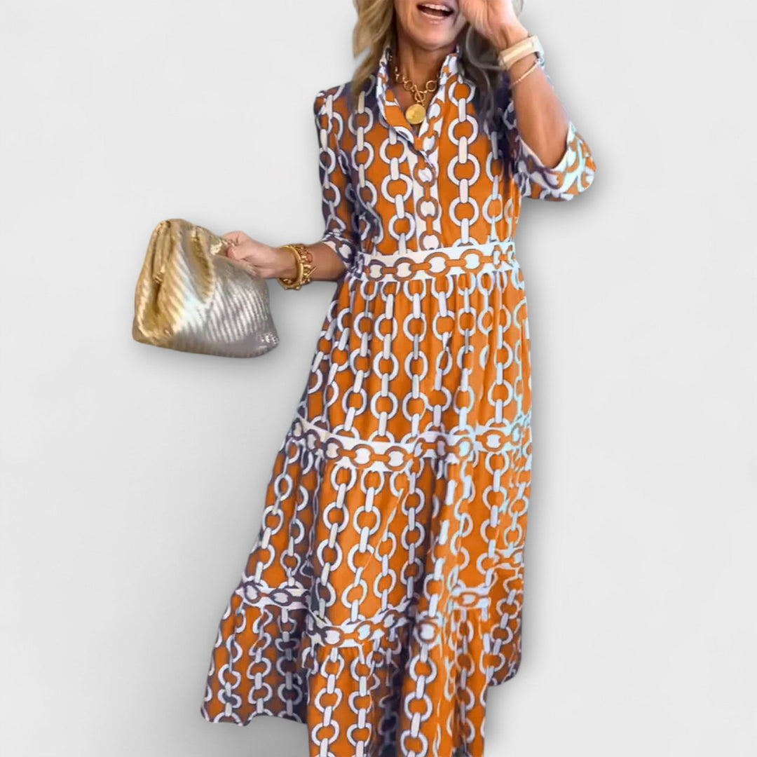 Stavroula - Vestido Midi Con Estampado De Cadenas