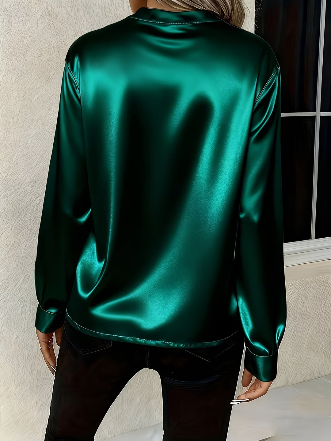 Ronika - Blusa De Manga Larga Con Cuello En V