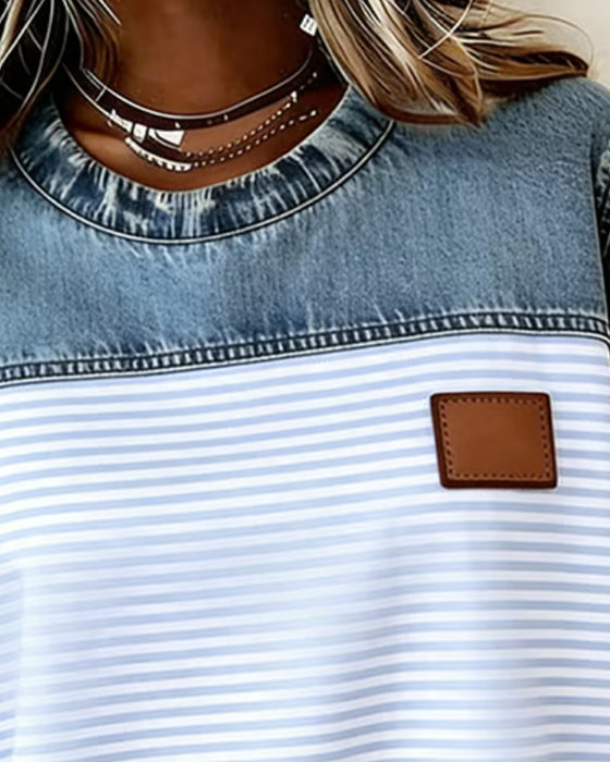 Tessie - Blusa Vaquera Con Paneles a Rayas