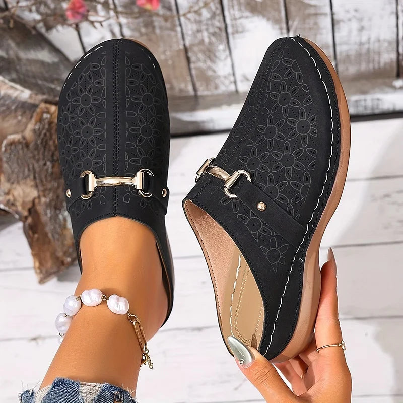 Hailen - Mules Tipo Mocasín Sin Cordones Con Estampado Floral Informal
