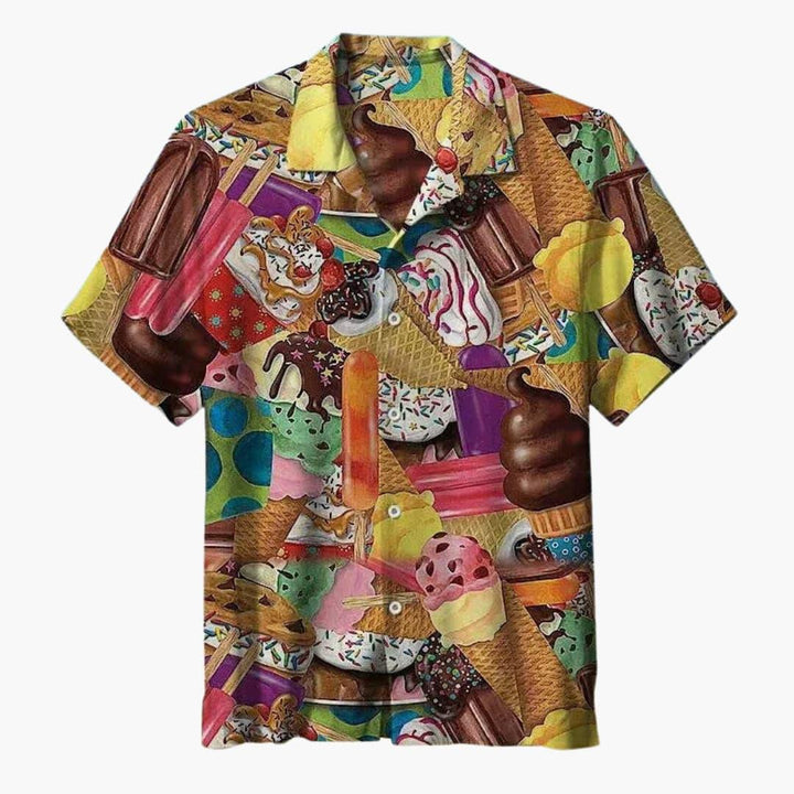 Lubomir - Elegante Camisa De Verano Con Estampado De Helados