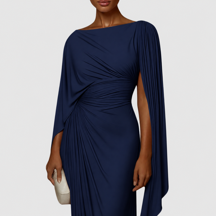 Mirona - Vestido Largo Plisado Con Capa