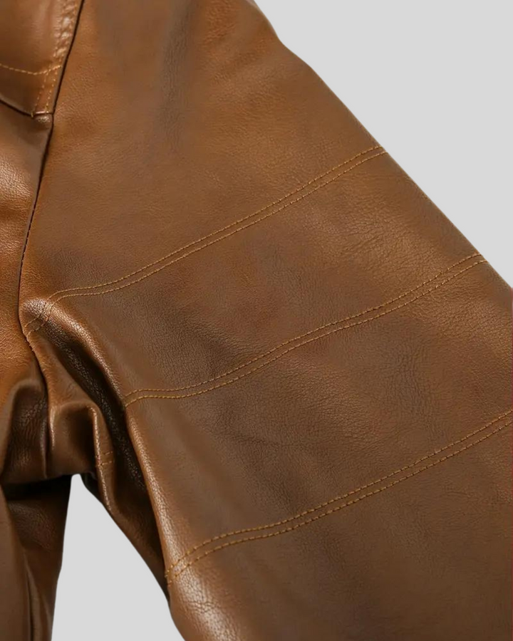 Davor - Chaqueta De Cuero Con Capucha y Doble Cremallera