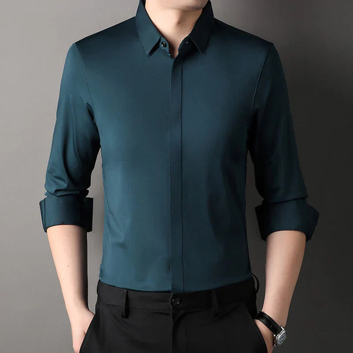 Kusek - Camisa Elegante Elástica y Sin Arrugas