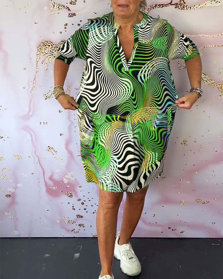 Diane - Vestido Colorido Con Cuello En V