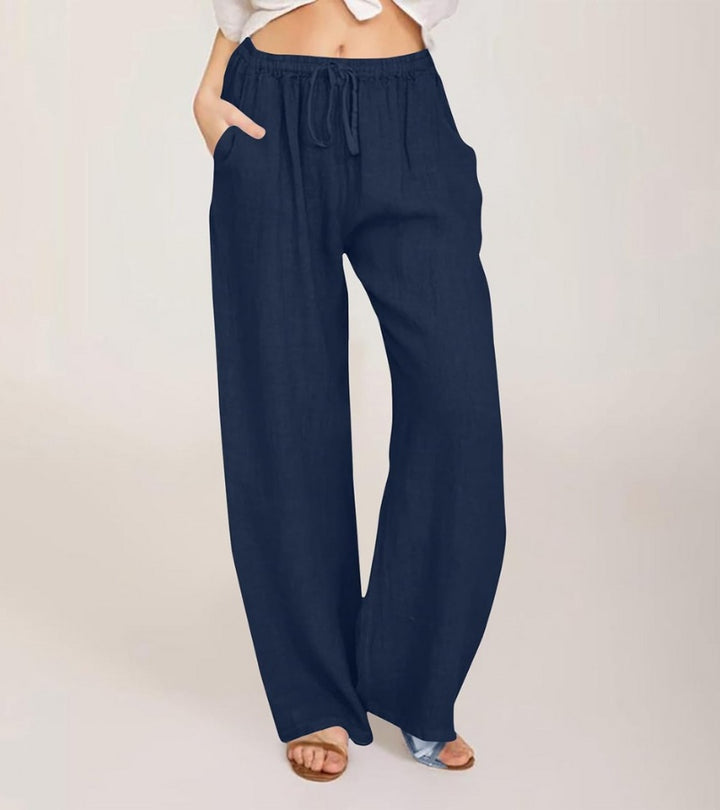 Maialen - Pantalones Anchos De Lino Para Verano