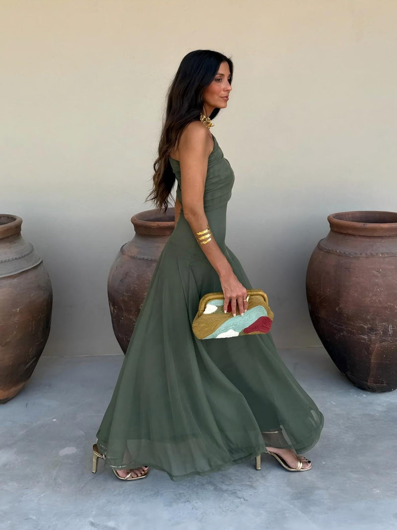 Dainia - Vestido Largo De Malla Con UnSolo Hombro