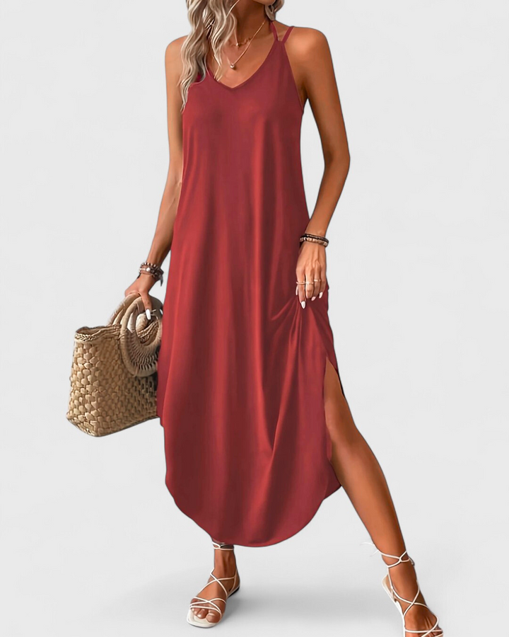 Tracie - Vestido Largo Con Suelto Cuello en V