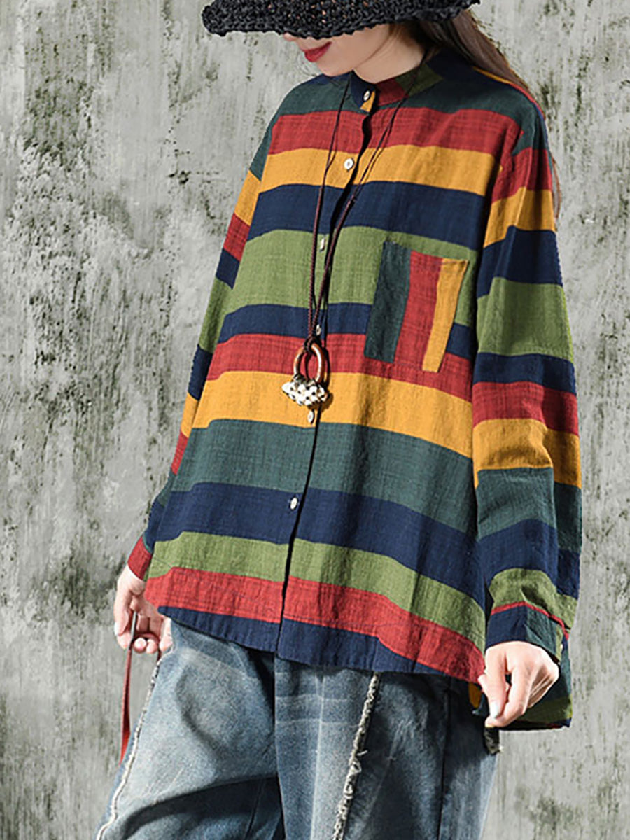 Aelina - Camisa De Manga Larga a Rayas