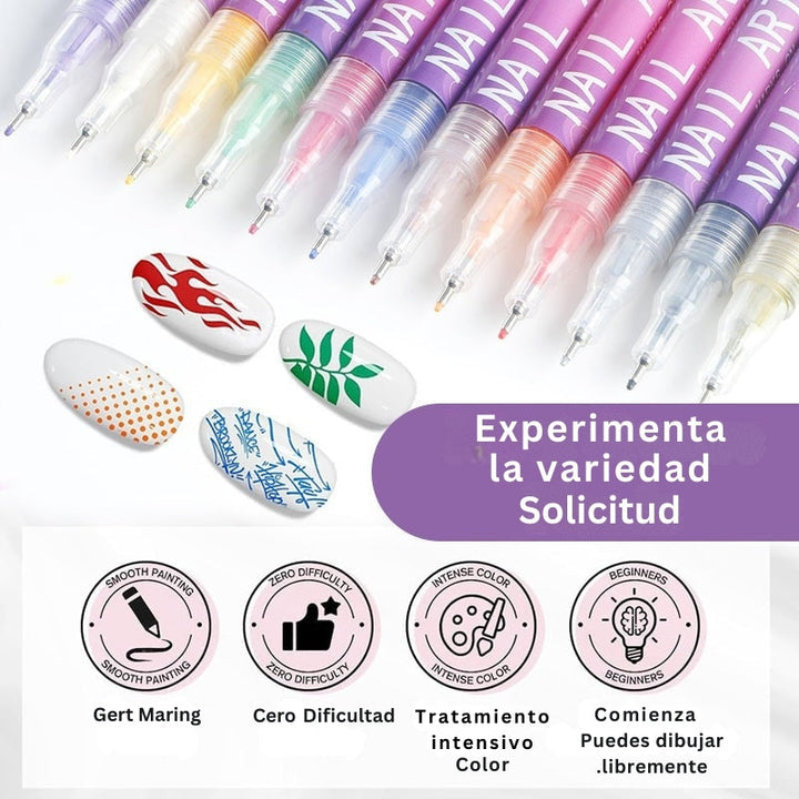 GlamSketch - Set De Rotuladores Para Nail Art En 12 Colores