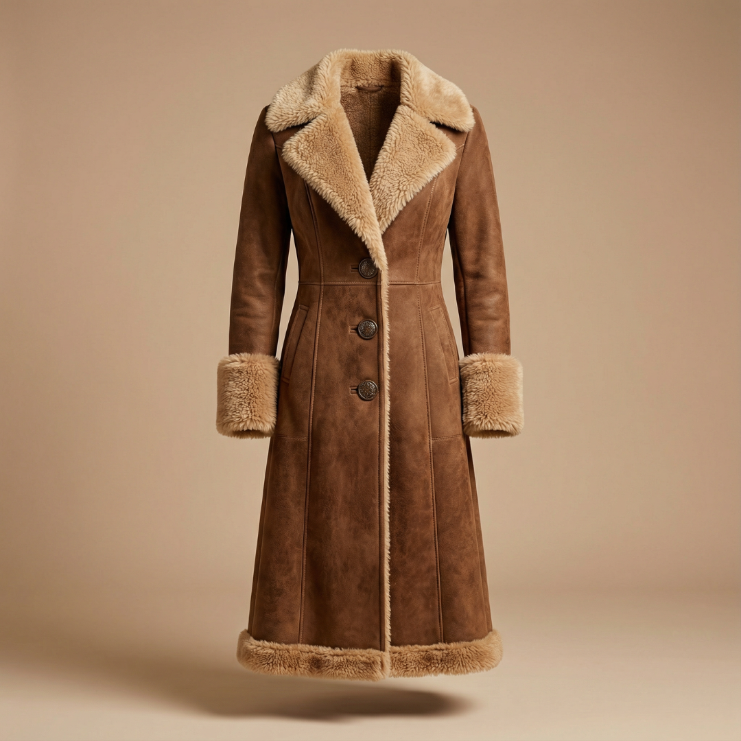 Zeeta - Abrigo Largo Vintage Con Pelo Sintético